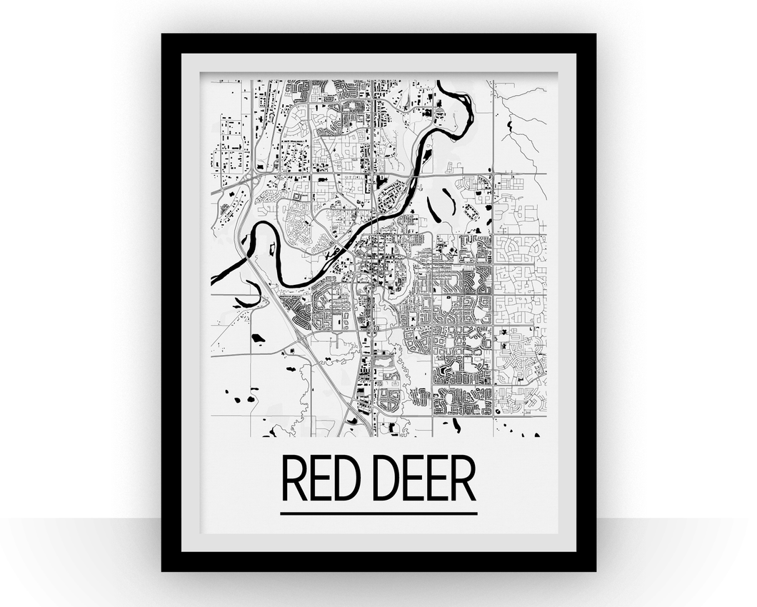 Affiche cartographique de Red Deer Alberta - Style Art Déco