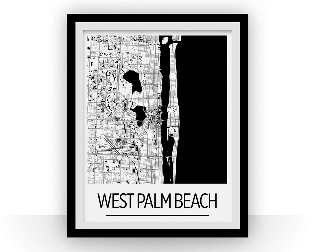 Affiche cartographique de West Palm Beach - Style Art Déco