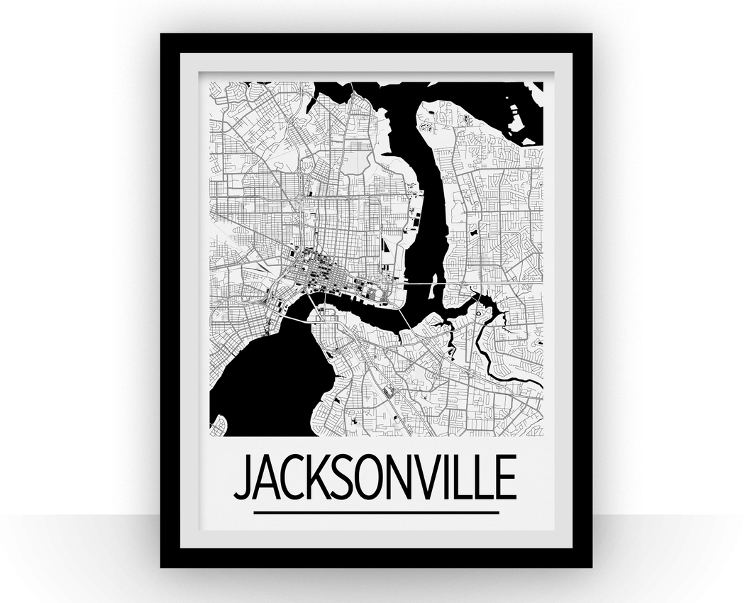 Jacksonville Map Poster - usa Map Print - Art Deco Series