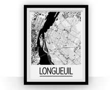 Load image into Gallery viewer, Longueuil Quebec Map Poster - Quebec Map Print - Art Deco Series
