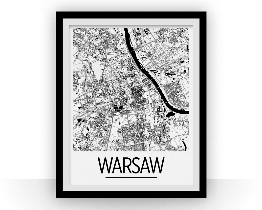 Affiche cartographique de Warsaw - Style Art Déco