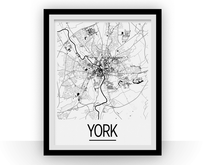 York Map Poster - uk Map Print - Art Deco Series