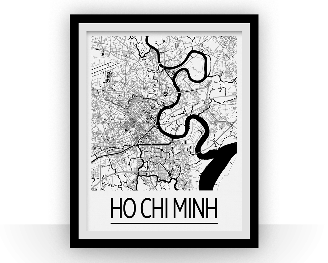 Ho Chi Minh Map Poster - vietnam Map Print - Art Deco Series