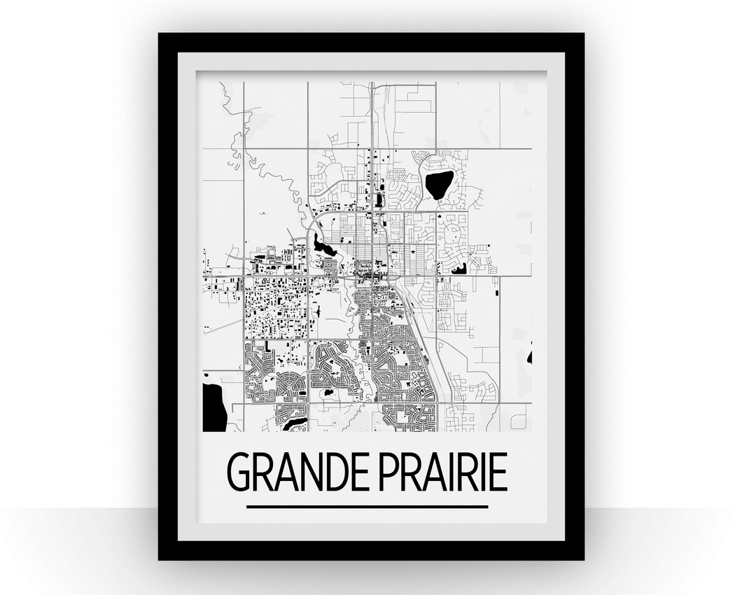 Grande Prairie Alberta Map Poster - Alberta Map Print - Art Deco Series