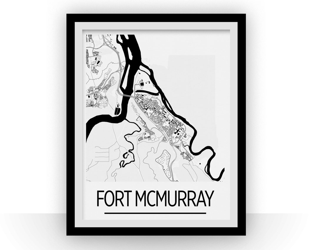 Fort McMurray Alberta Map Poster - Alberta Map Print - Art Deco Series