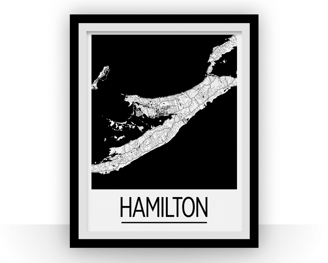 Hamilton Bermuda Map Poster - Bermuda Map Print - Art Deco Series