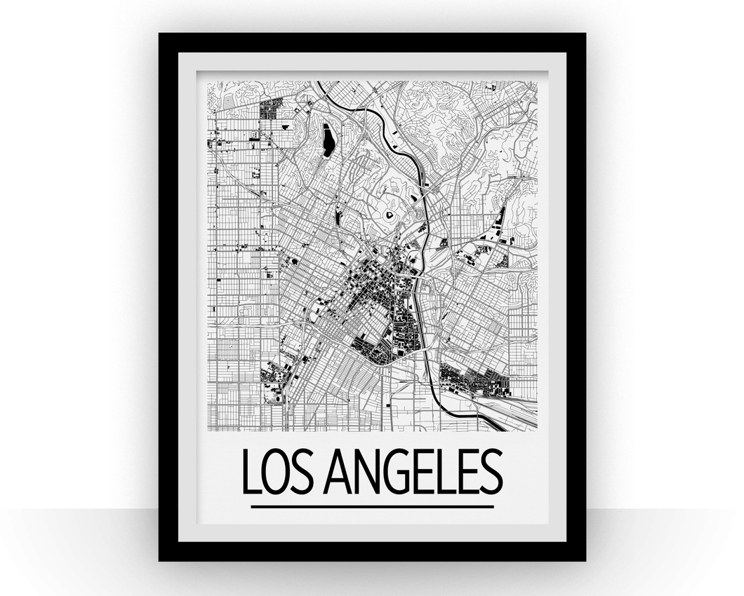 Los Angeles Map Poster - usa Map Print - Art Deco Series