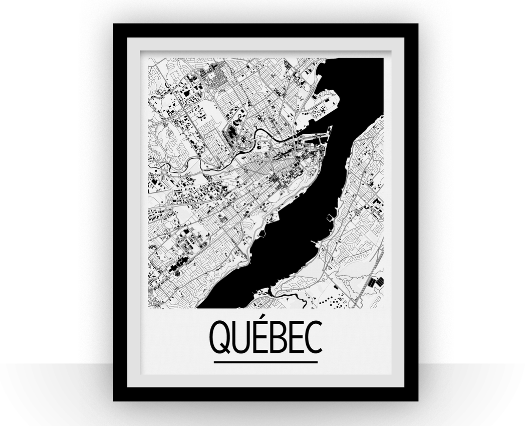 Quebec Map Poster - canada Map Print - Art Deco Series