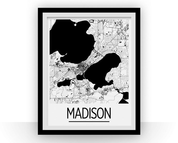 Madison Map Poster - usa Map Print - Art Deco Series