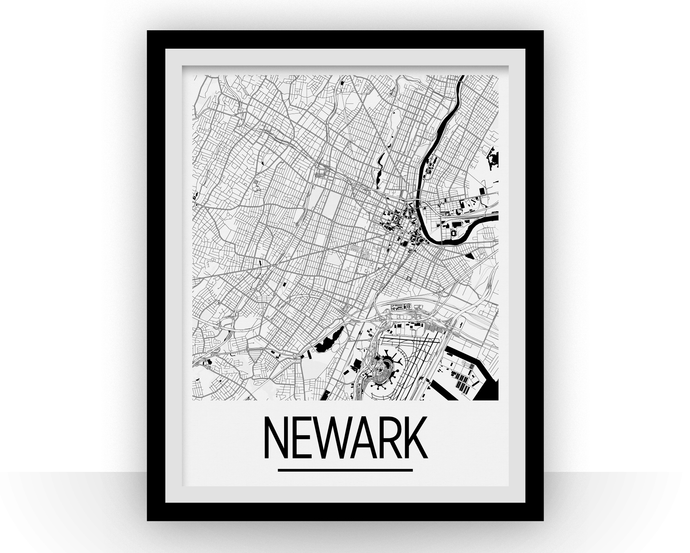 Newark Map Poster - usa Map Print - Art Deco Series