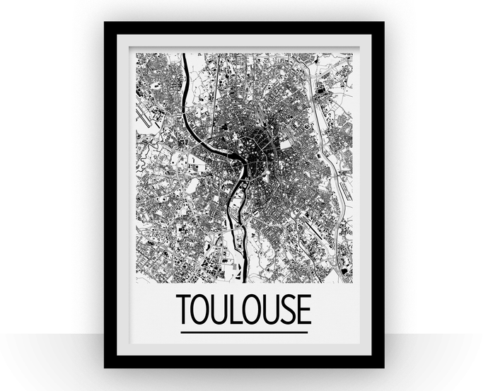 Toulouse Map Poster - france Map Print - Art Deco Series