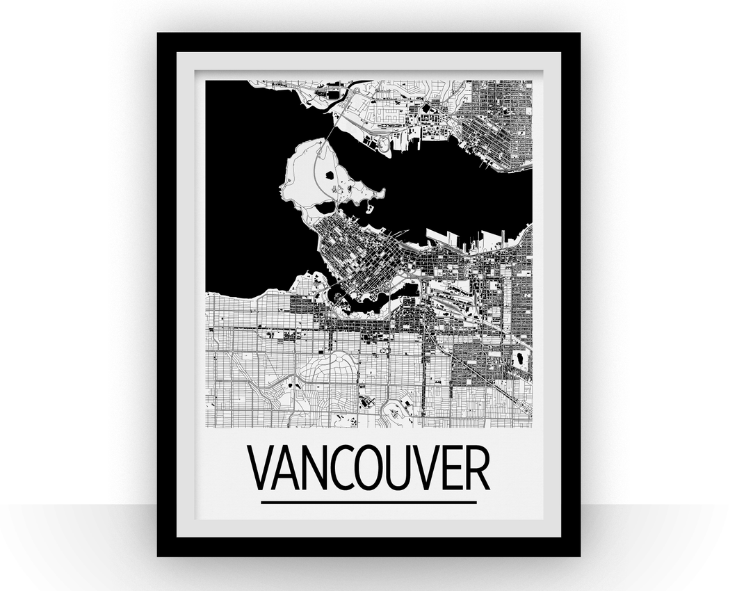 Vancouver Map Poster - canada Map Print - Art Deco Series