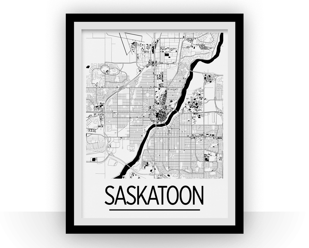 Affiche cartographique de Saskatoon - Style Art Déco