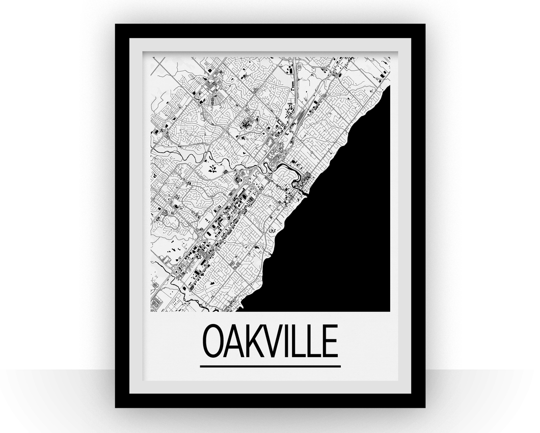 Affiche cartographique de Oakville Ontario - Style Art Déco