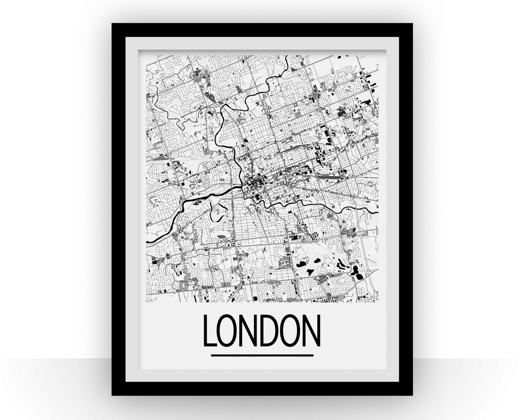 London Ontario Map Poster - Ontario Map Print - Art Deco Series