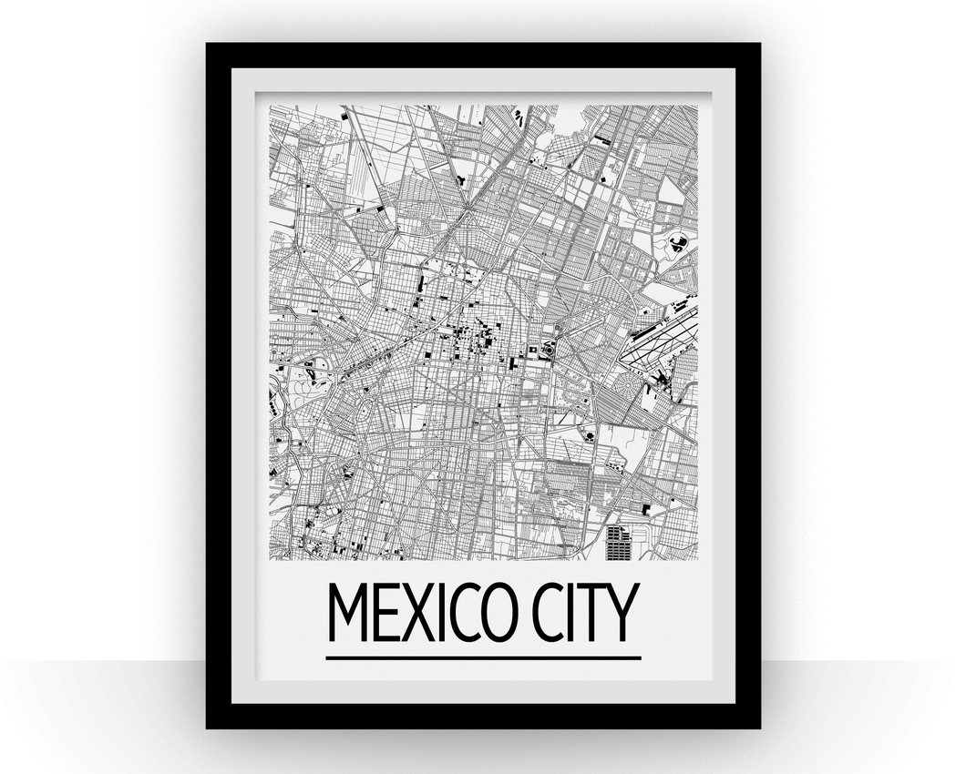 Mexico City Map Poster - mexico Map Print - Art Deco Series