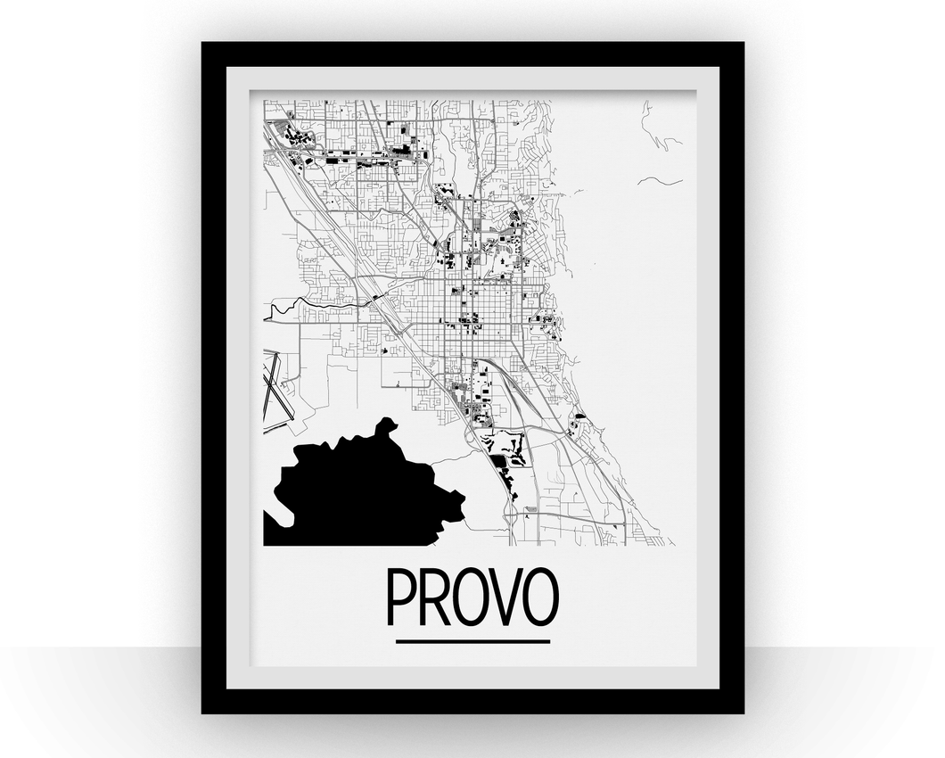 Affiche cartographique de Provo UT - Style Art Déco