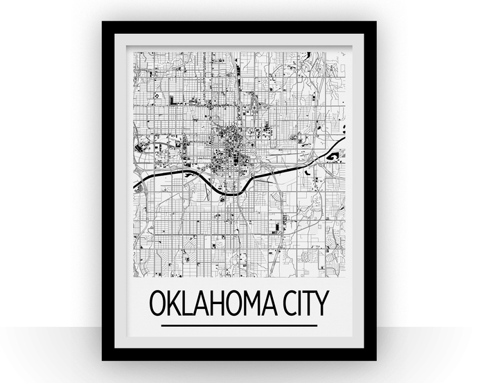 Oklahoma City Map Poster - usa Map Print - Art Deco Series