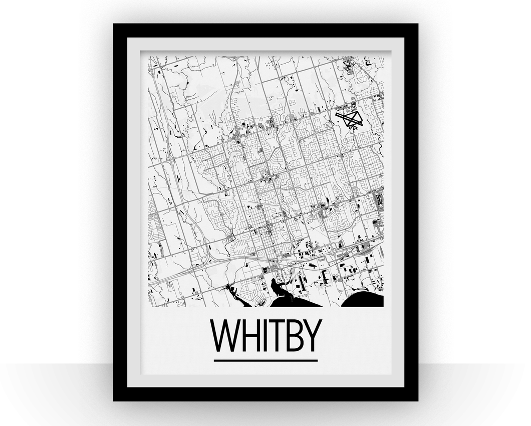 Affiche cartographique de Whitby Ontario - Style Art Déco