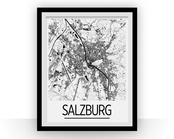 Salzburg Map Poster - austria Map Print - Art Deco Series