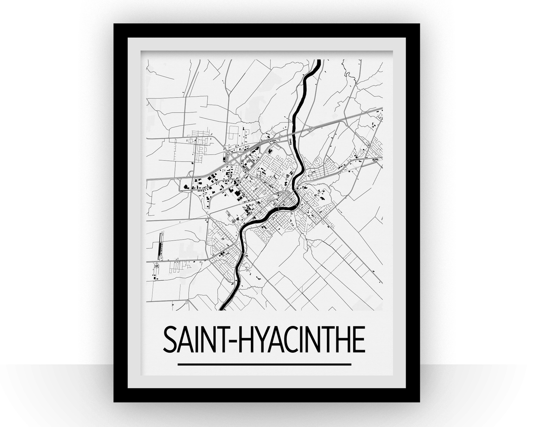 Affiche cartographique de Saint Hyacinthe Quebec - Style Art Déco