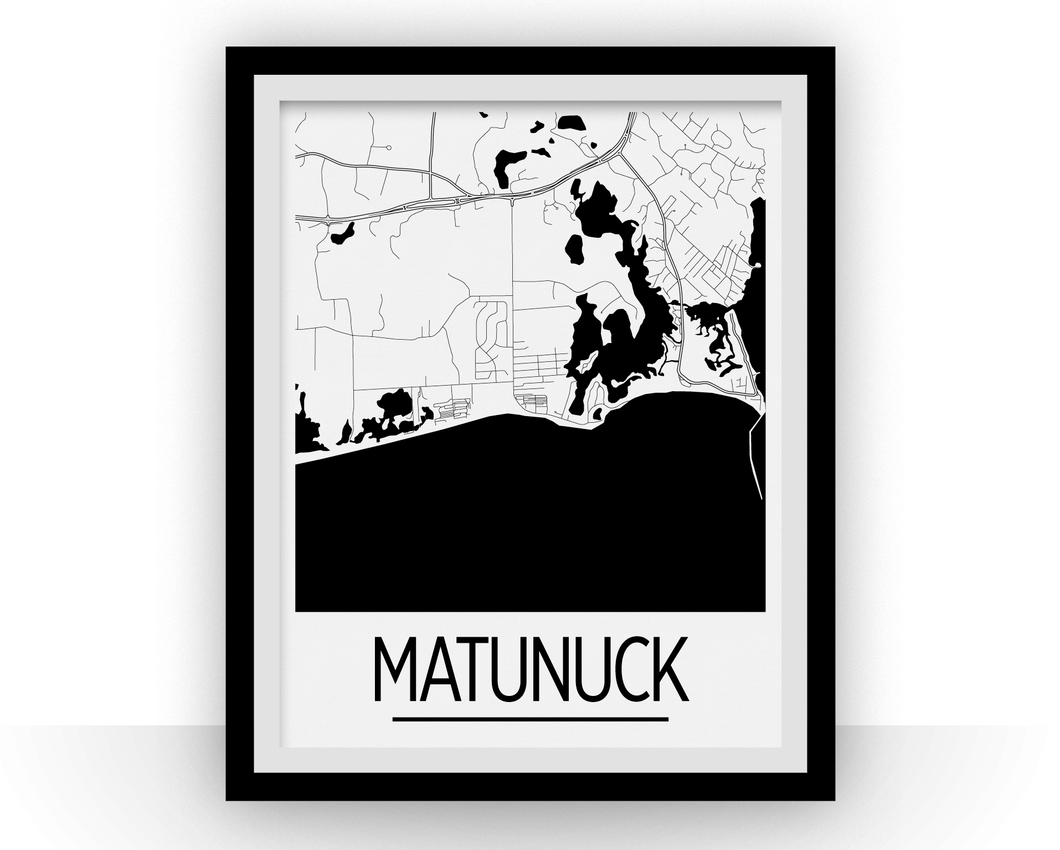 Matunuck Map Poster - Rhode Island Map Print - Art Deco Series