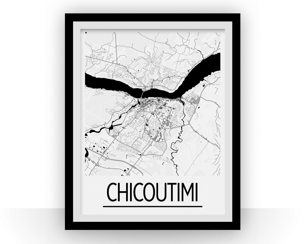 Chicoutimi Map Poster - Quebec Map Print - Art Deco Series