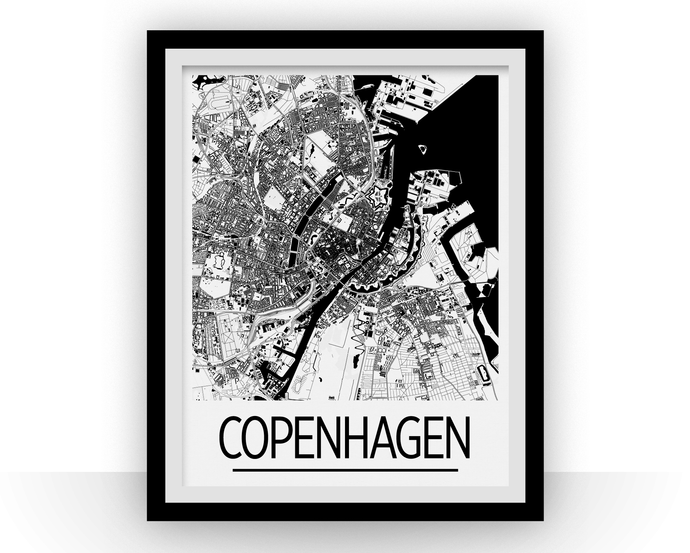 Copenhagen Map Poster - denmark Map Print - Art Deco Series