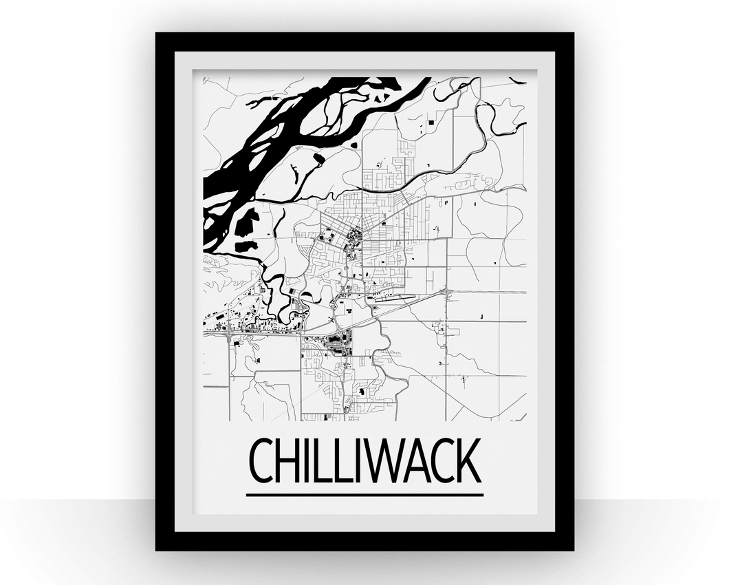 Chilliwack British Columbia Map Poster - British Columbia Map Print - Art Deco Series