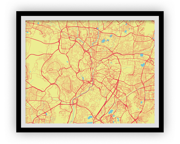 Kuala Lumpur Map Print - Choose your color