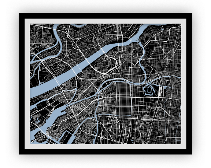 Osaka Map Print - Choose your color