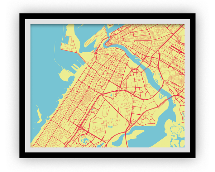 Dubai Map Print - Choose your color