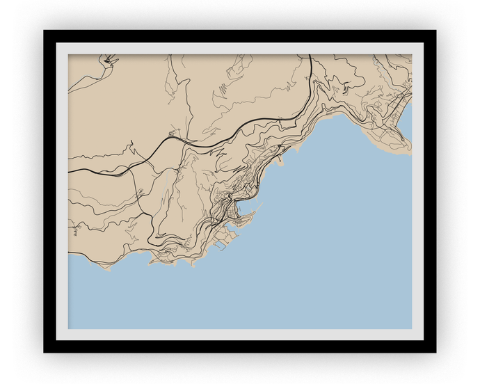 Monaco Map Print - Choose your color