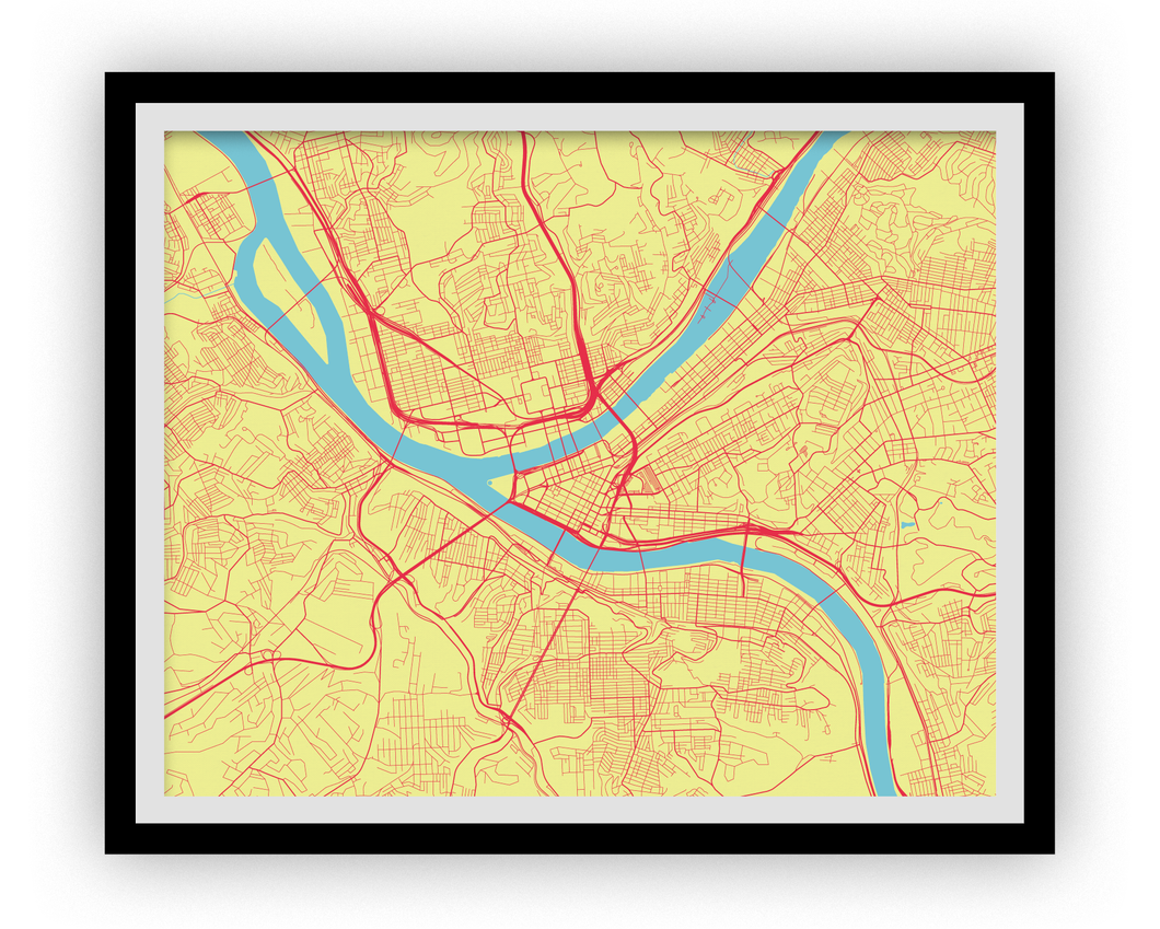 Pittsburgh Map Print - Choose your color
