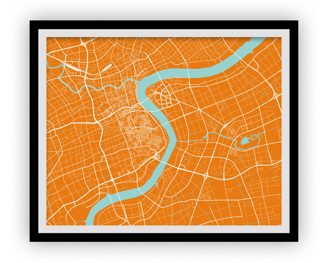 Shanghai Map Print - Choose your color
