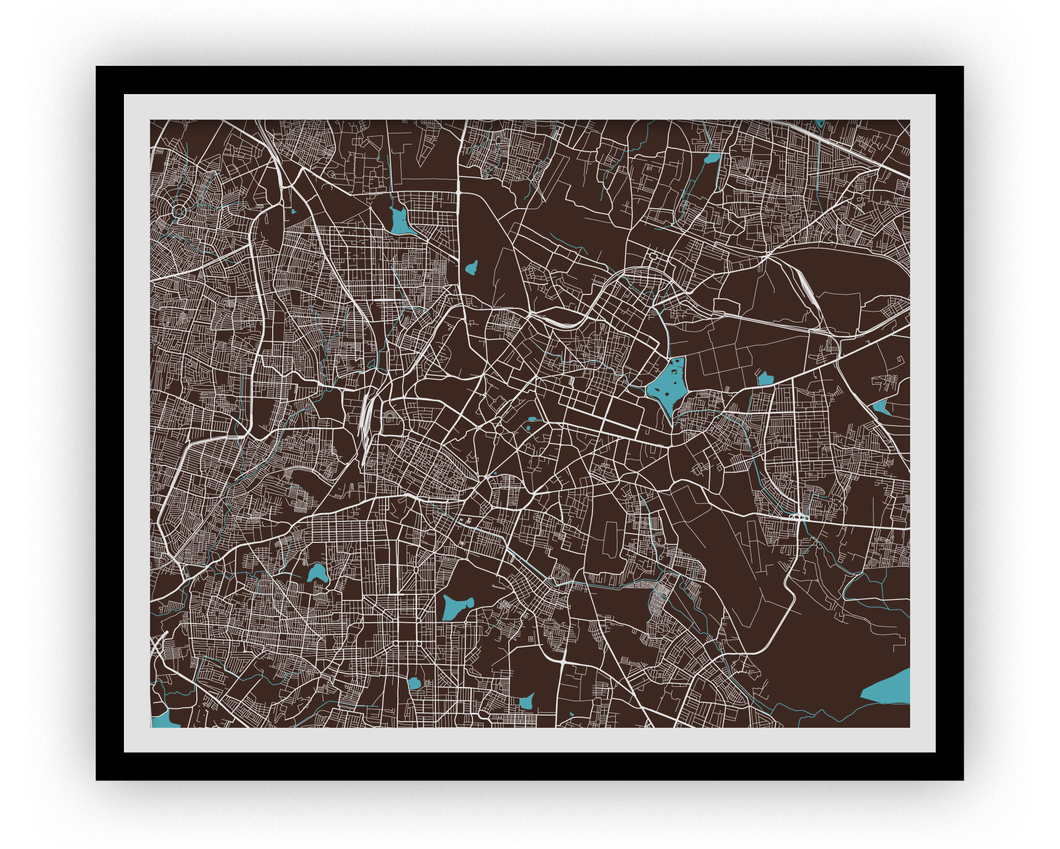Bangalore Map Print - Choose your color