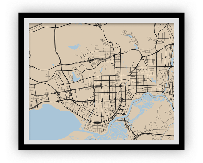 Shenzhen Map Print - Choose your color