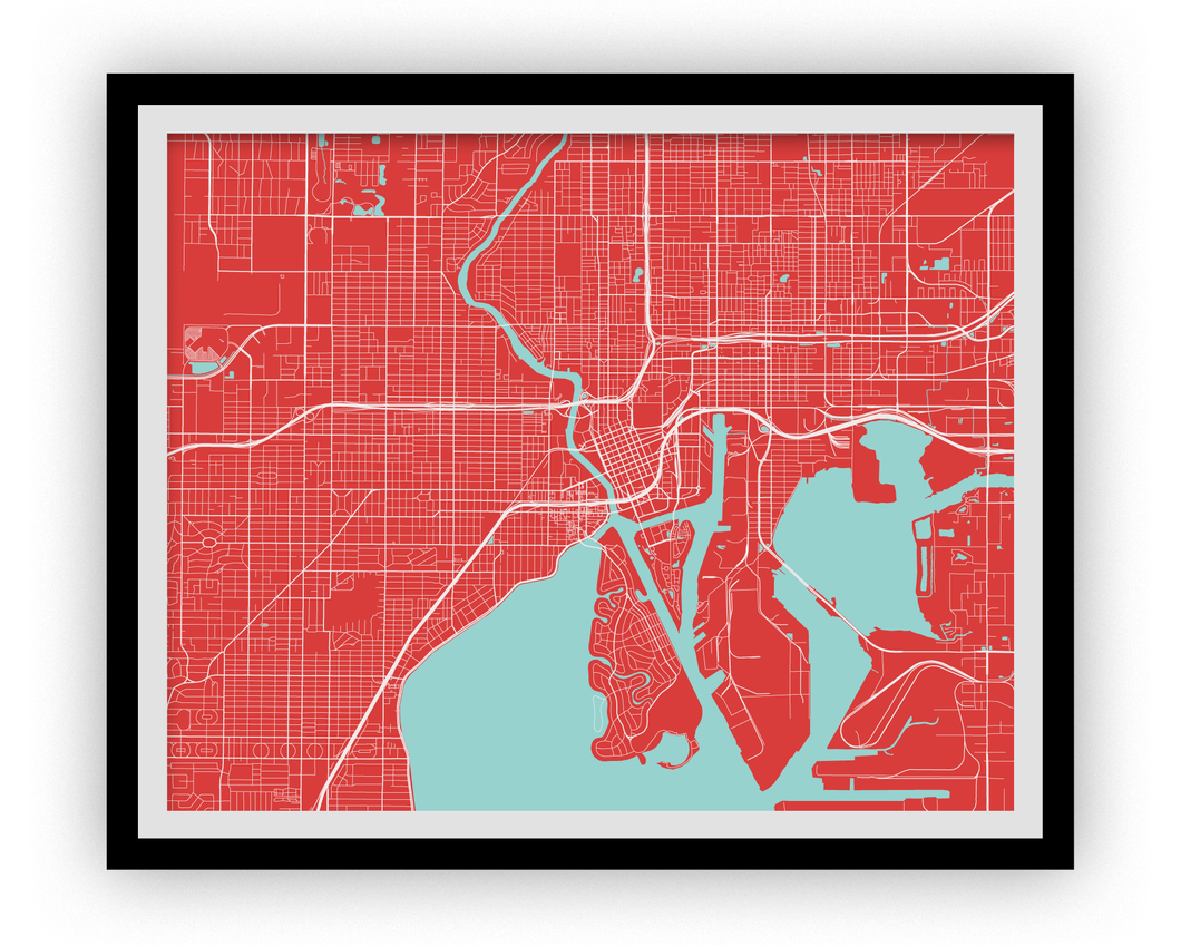 Tampa Map Print - Choose your color