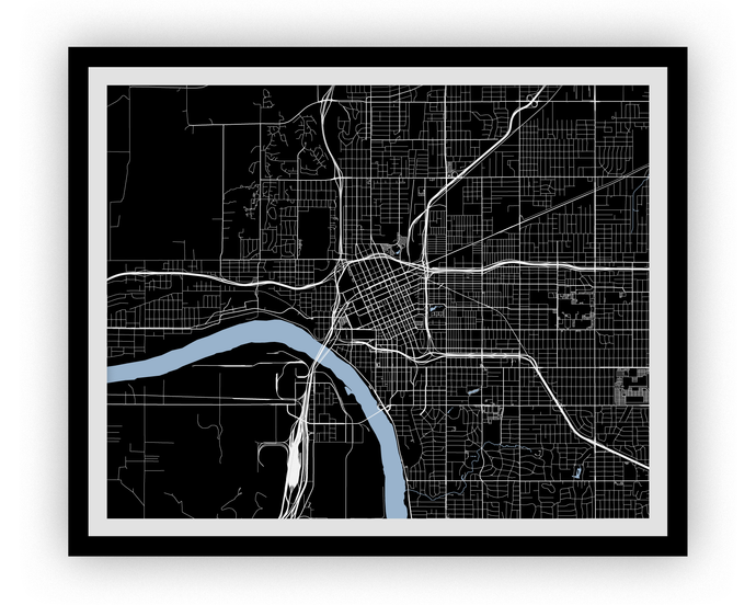 Tulsa Map Print - Choose your color